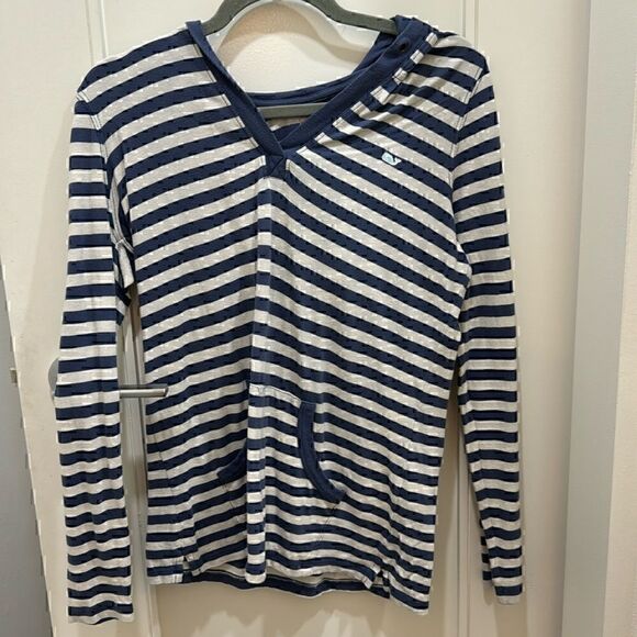 Vineyard  Vines Lightweight Hoodie Blue Stripes Size Small - Picture 2 of 9